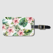 Blume zum tropischen Pink-Hibiskus Gepäckanhänger (Vorderseite (Horizontal))