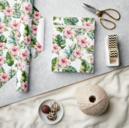 Blume zum tropischen Pink-Hibiskus Geschenkpapier