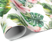 Blume zum tropischen Pink-Hibiskus Geschenkpapier (Rolleneckpunkt)