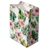 Blume zum tropischen Pink-Hibiskus Mittlere Geschenktüte (Rückseite Schrägansicht)