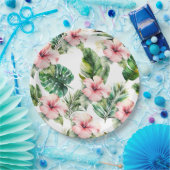 Blume zum tropischen Pink-Hibiskus Pappteller (Party)