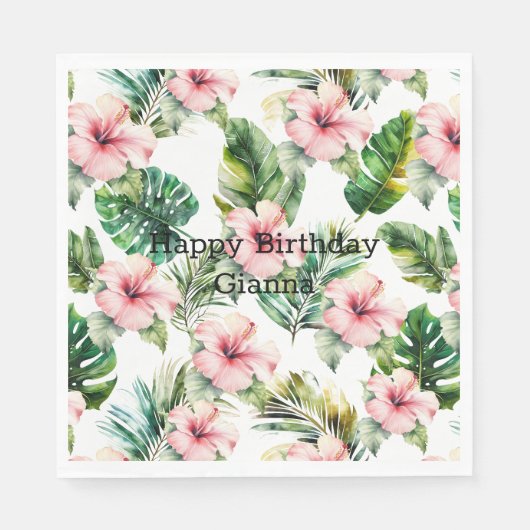 Blume zum tropischen Pink-Hibiskus Serviette (Vorderseite)