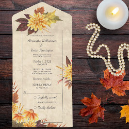 Blume zum Vintagen Papier im Herbst All In One Einladung