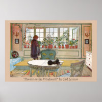 Blume zum Windows Carl Larsson Art Print