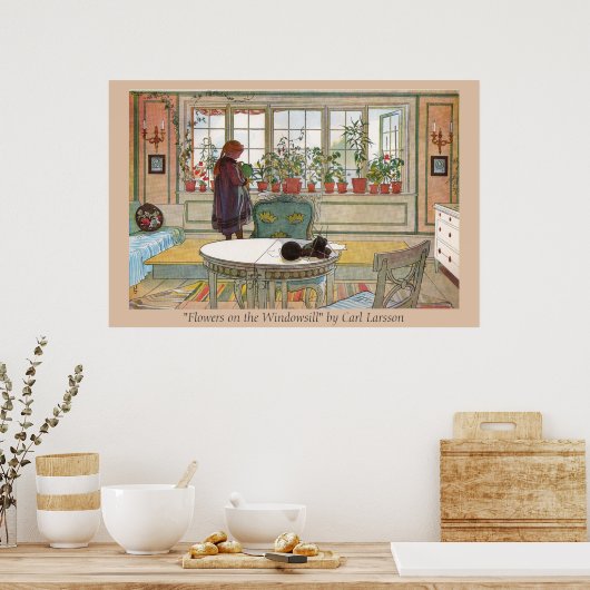 Blume zum Windows Carl Larsson Art Print Poster (Küche)