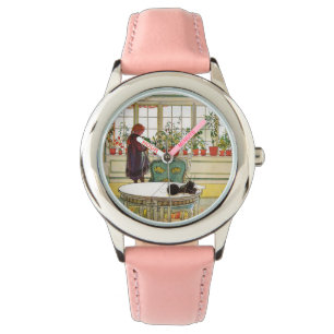 Blume zum Windows von Carl Larsson Armbanduhr