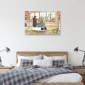 Blume zum Windows von Carl Larsson Leinwanddruck (Insitu (Schlafzimmer))