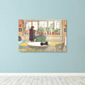 Blume zum Windows von Carl Larsson Leinwanddruck (Insitu (Holzboden))