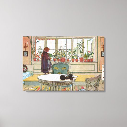 Blume zum Windows von Carl Larsson Leinwanddruck (Vorderseite)