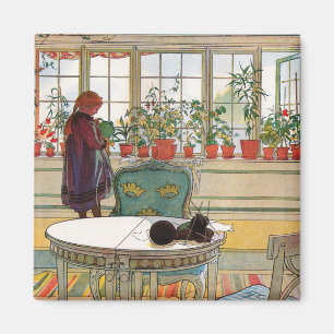 Blume zum Windows von Carl Larsson Magnet