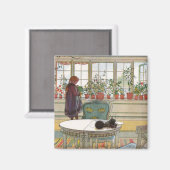 Blume zum Windows von Carl Larsson Magnet (Vorderseite/Rückseite)