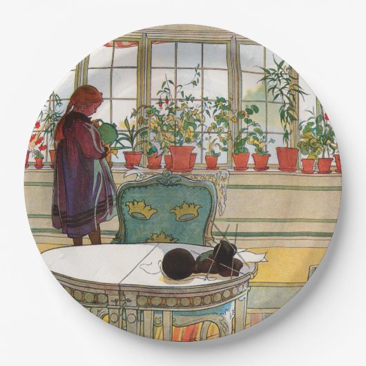 Blume zum Windows von Carl Larsson Pappteller (Vorderseite)