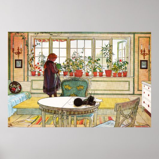 Blume zum Windows von Carl Larsson Poster (Vorne)