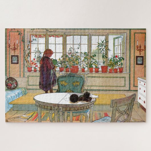 Blume zum Windows von Carl Larsson Puzzle (Horizontal)