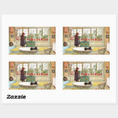 Blume zum Windows von Carl Larsson Rechteckiger Aufkleber (Blatt)