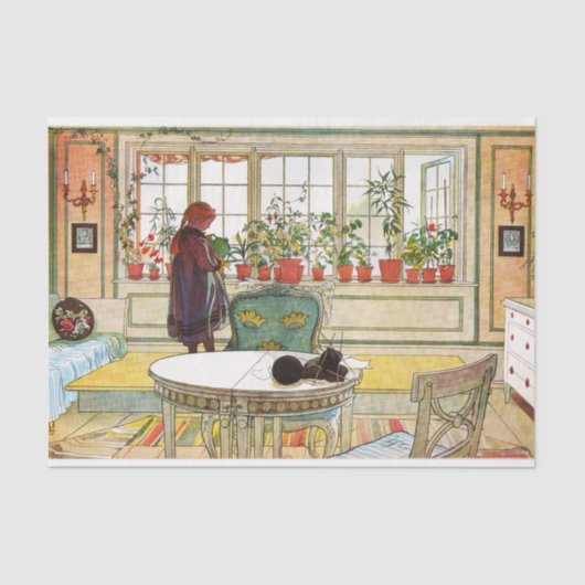 Blume zum Windows von Carl Larsson Seidenpapier (Vorderseite)