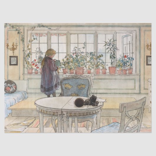 Blume zum Windows von Carl Larsson Seidenpapier (Vorderseite)