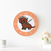 Blume zur Dackel von Rotbarsch Große Wanduhr (Zuhause)