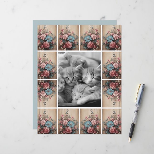 Blume zur Decke der Holzblattkarte (Vorderseite/Rückseite Beispiel)