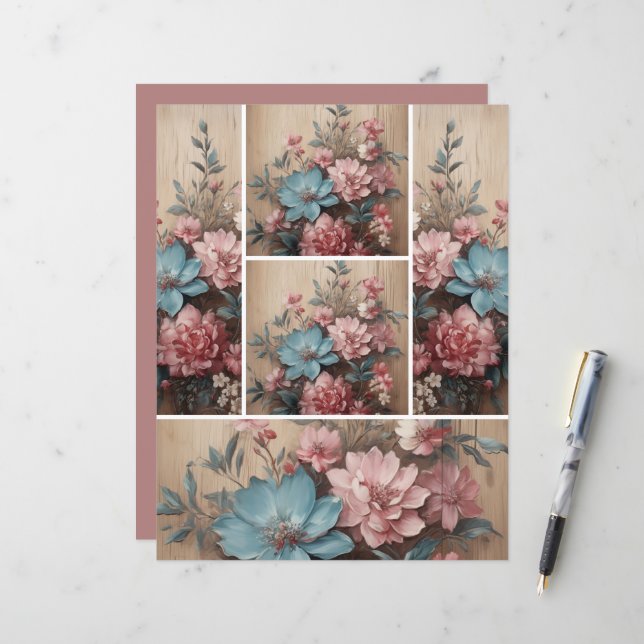 Blume zur Decke der Holzblattkarte (Vorderseite/Rückseite Beispiel)