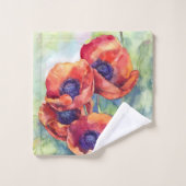 Blume zur Mohnblüte in Aquarellfarben Blume Badhandtuch Set (Waschlappen)