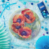 Blume zur Mohnblüte in Aquarellfarben Blume Pappteller (Party)