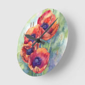 Blume zur Mohnblüte in Aquarellfarben Blume Runde Wanduhr (Winkel)
