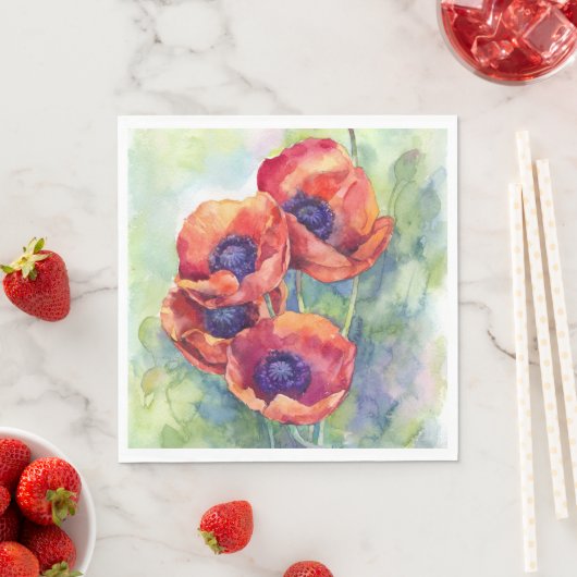 Blume zur Mohnblüte in Aquarellfarben Blume Serviette (Beispiel)