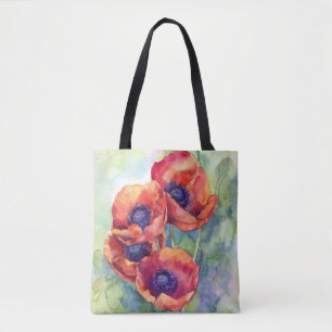 Blume zur Mohnblüte in Aquarellfarben Blume Tasche
