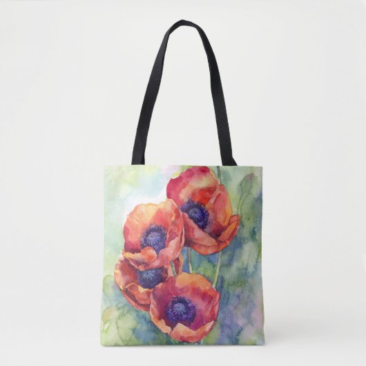 Blume zur Mohnblüte in Aquarellfarben Blume Tasche (Vorderseite)