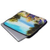 Blume zur Ölmalerei in Meeresnähe, Kamillenfeld, Laptopschutzhülle (Vorne Knopf)