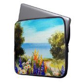 Blume zur Ölmalerei in Meeresnähe, Kamillenfeld, Laptopschutzhülle (Vorderseite Links)