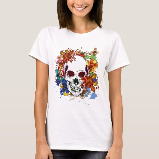 Blume zur SchädelRose T-Shirt (Vorderseite)