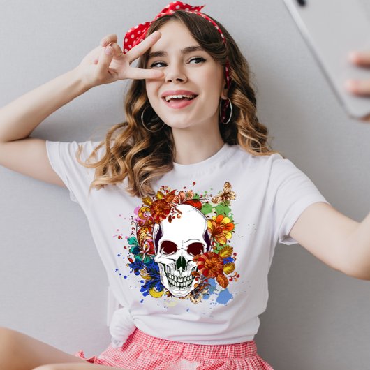Blume zur SchädelRose T-Shirt