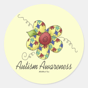 Blume zur Sensibilisierung für Autismus Runder Aufkleber