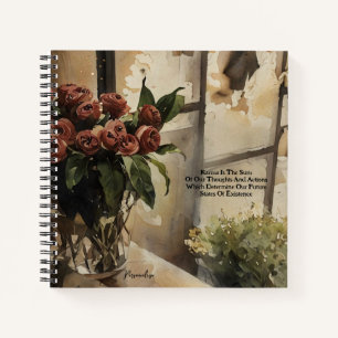 Blume zur Vintagen Rote Rose Karma Quote Journal Notizblock