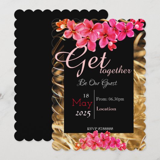 Blume zusammen Einladung (Vorne/Hinten)