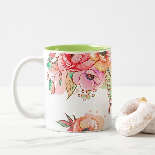 Blume Zweifarbige Tasse (Mit Donut)