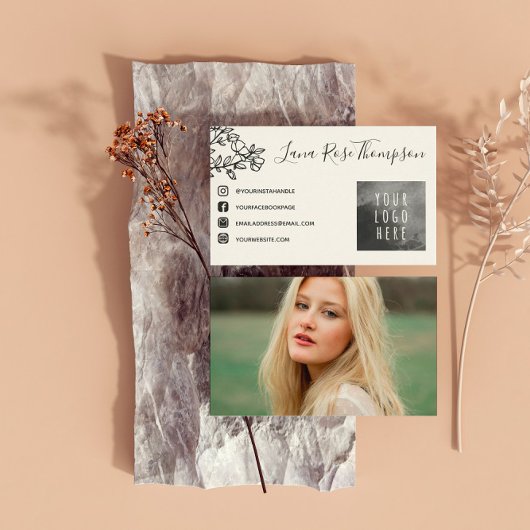 Blume Zweig Black Social Media Foto & Logo Visitenkarte