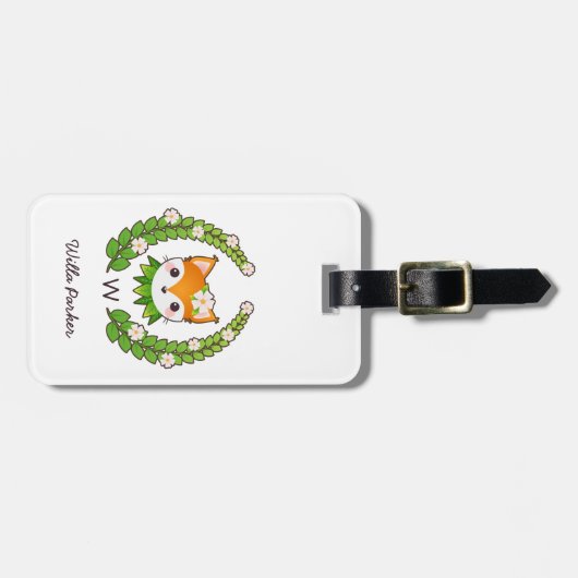 Blumefox-Name u. -monogramm Gepäckanhänger (Vorderseite horizontal)