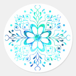 Blumemandala-Aufkleber Runder Aufkleber