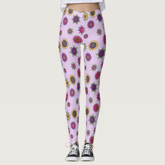 Blumemandala-Garten-Leggings-lila Hintergrund Leggings