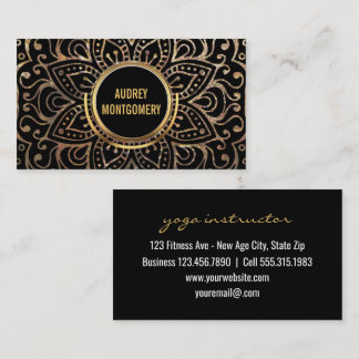 Blumemandala-Muster des GoldBoho Yoga-Lehrer-| Visitenkarte