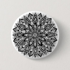 BlumeMandala Schwarzweiss Button