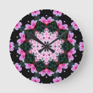 Blumemandala-Wand-Uhr Runde Wanduhr