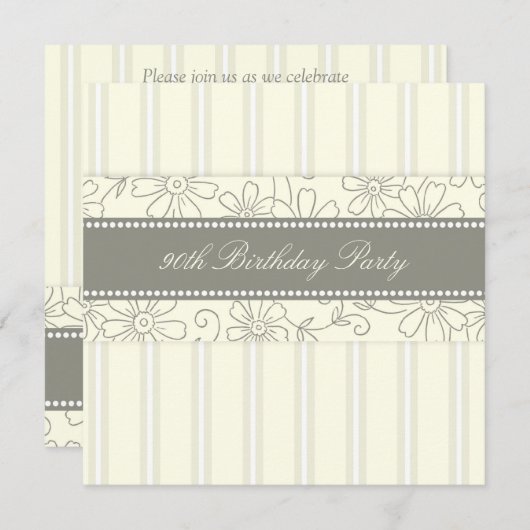 Blumen90. Geburtstags-Party Einladungen (Vorne/Hinten)