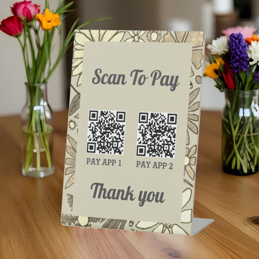 Blumen 2 QR-Code-Scan zum Bezahlen Professional Sockelschild