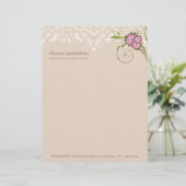 Blumen 311-Pink blühen | Sand Briefbogen (Stehend Vorderseite)