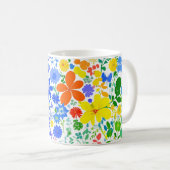Blumen 3D mit farbenfrohem Muster Blumen, Geschenk Kaffeetasse (VorderseiteRechts)