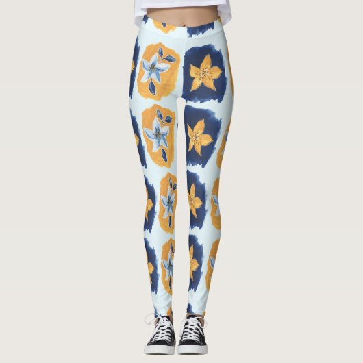Blumen abstraktes Muster Leggings (Vorderseite)